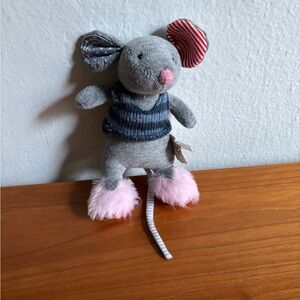 Charming Gray and Pink Mouse Plush Toy Hand Finished